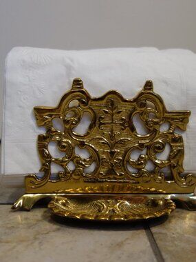 Maitland Smith Ornate Brass Letter or Napkin Holder Hand Made In India